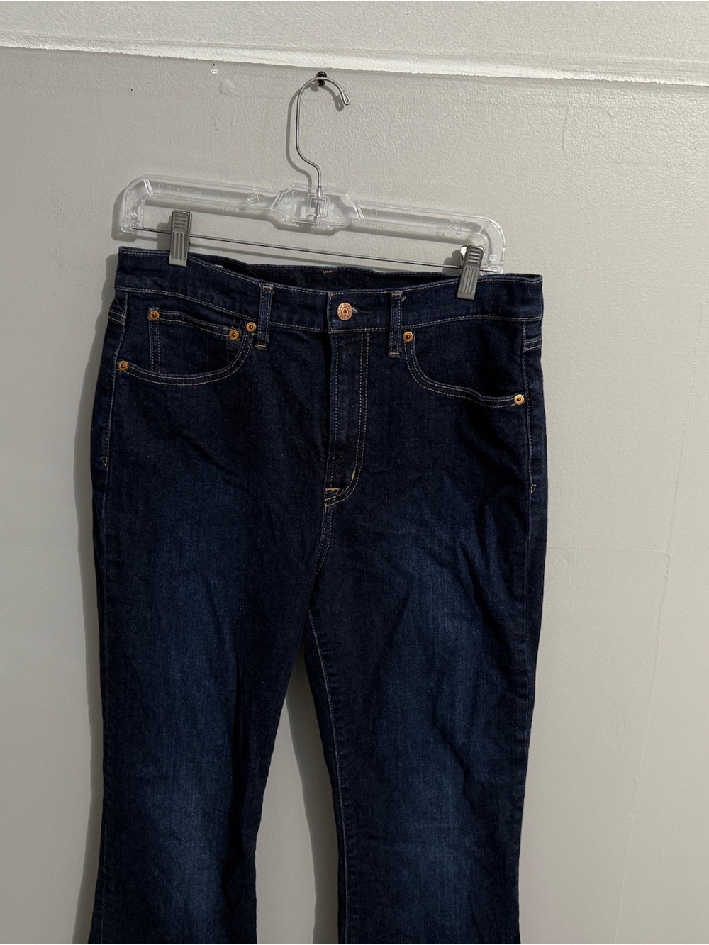 Gap Jeans Womens 12 Long 70s Flare Leg High Rise Dark Wash Modern Retro - Picture 4 of 9